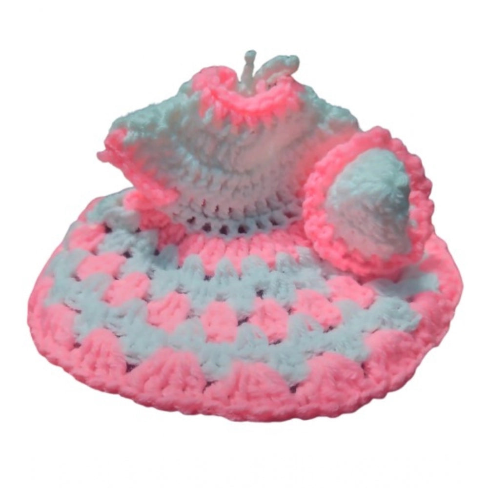 Generic Laddu Gopal Tharad Dress Size: 0 To 6 (White-Baby Pink)
