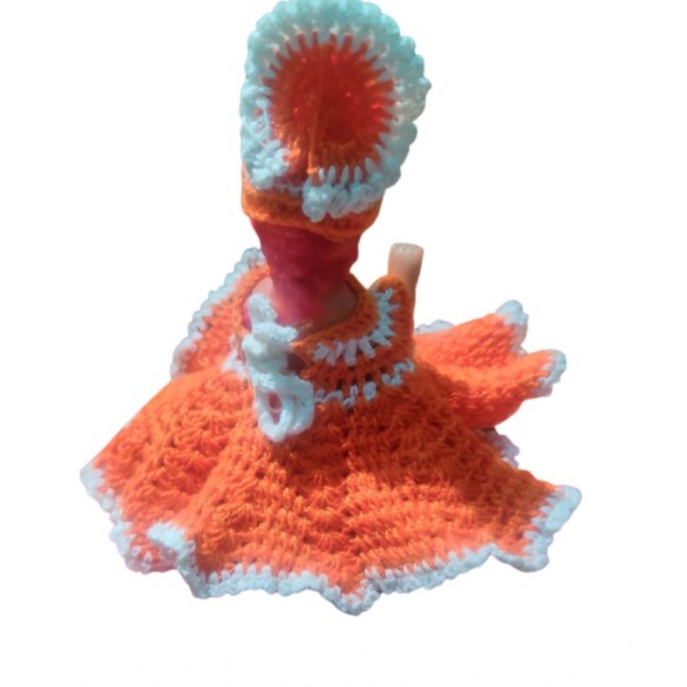 Generic Laddu Gopal Tharad Dress Size: 0 To 6 (Orange-White)