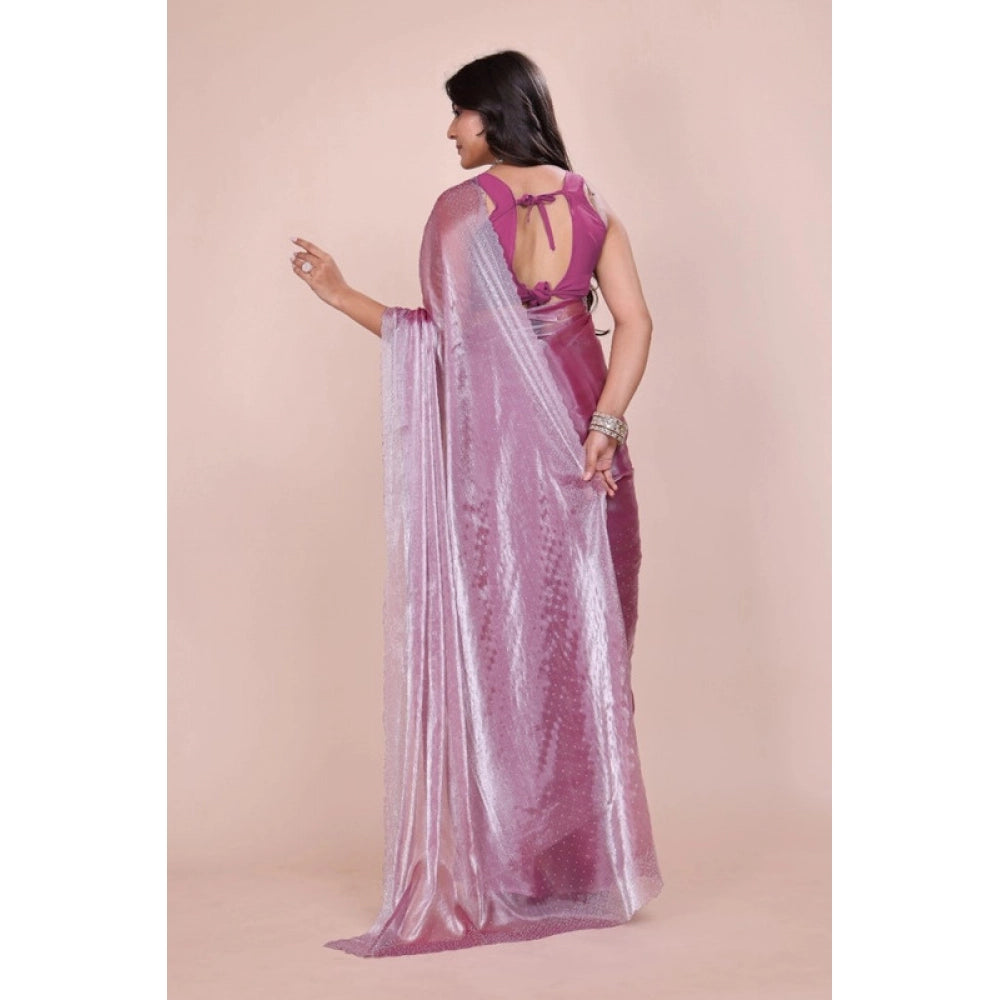 Generic Women's Jimmy choo Embellished Bollywood Saree With Unstitched Blouse 5.5Mtr (Magenta)
