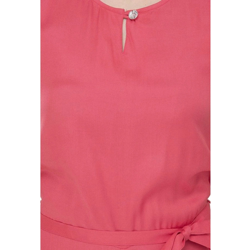 Generic Women's Casual Crepe Sleeveless Jump Suit (Pink)
