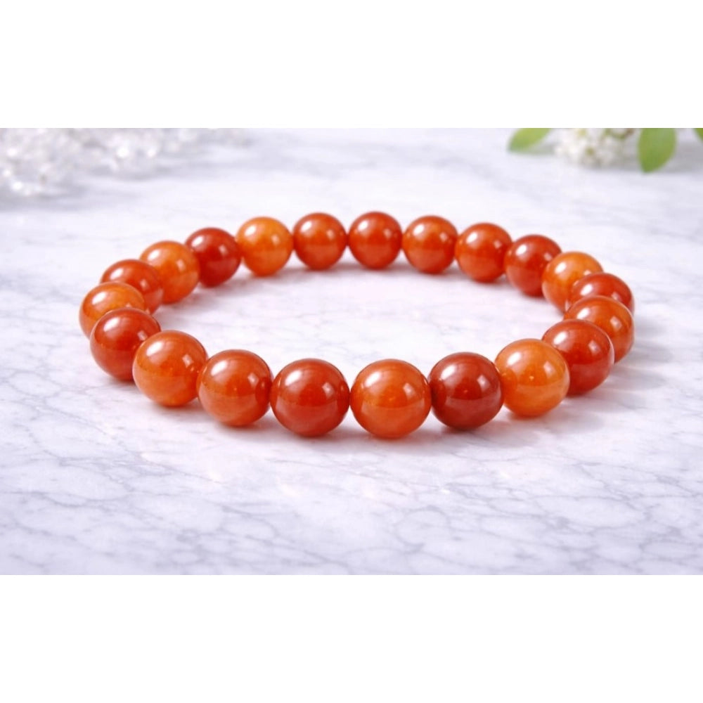 Generic Natural Crystal 8mm Carnelian Bracelet (Red)