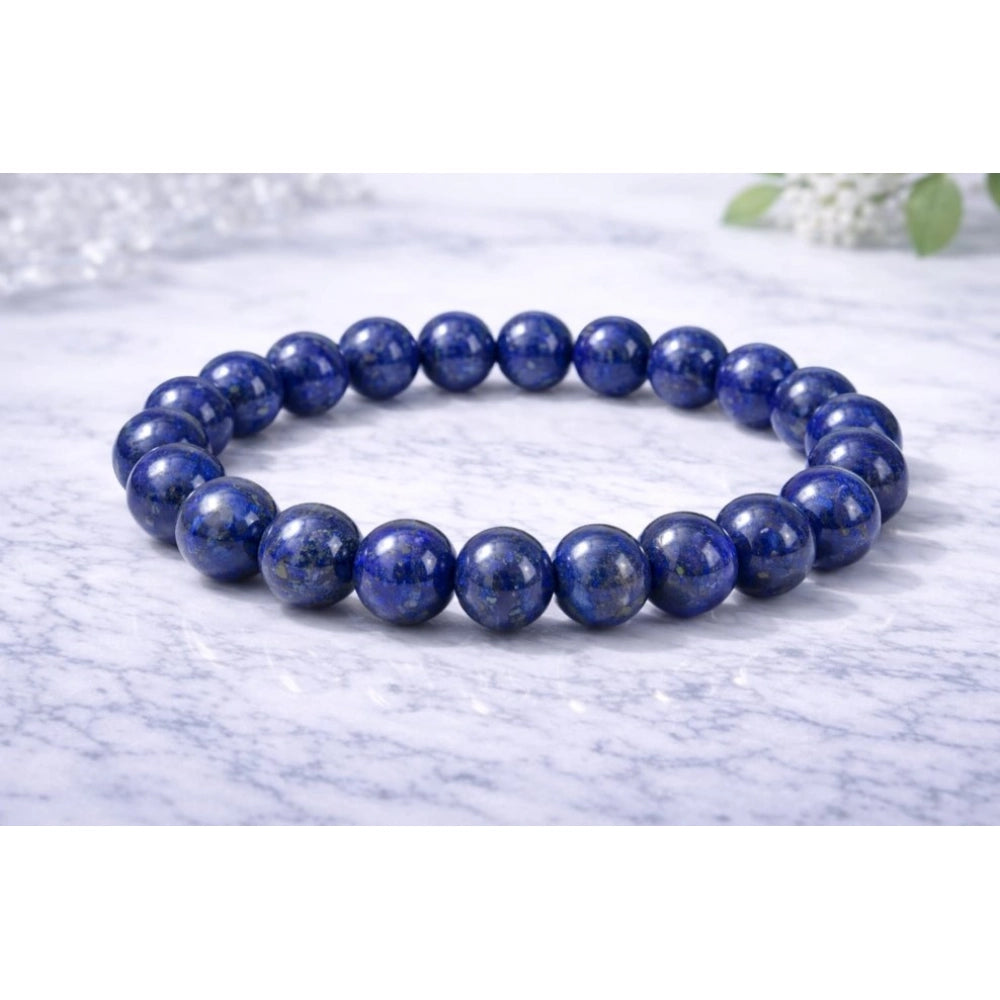 Generic Natural Crystal 8mm Lapis Lazuli Bracelet (Dark Purple)
