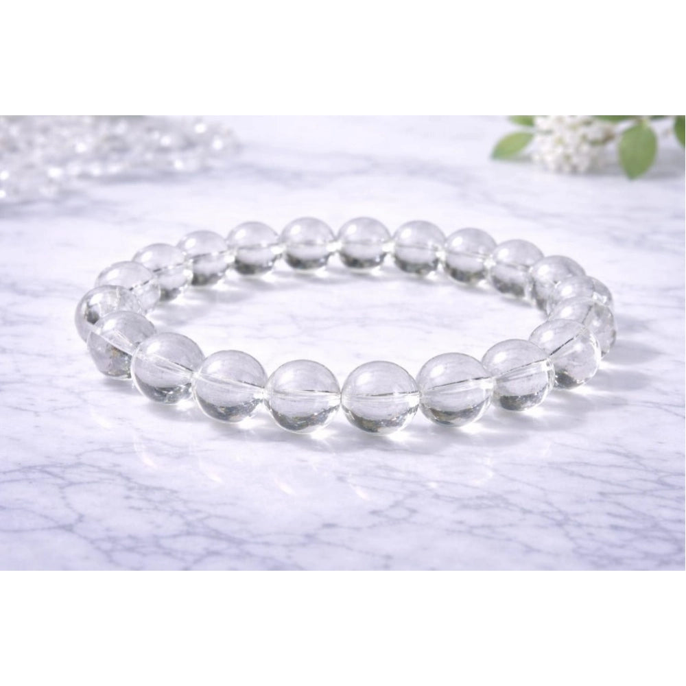 Generic Natural Crystal 8mm Clear Quartz Bracelet (White)