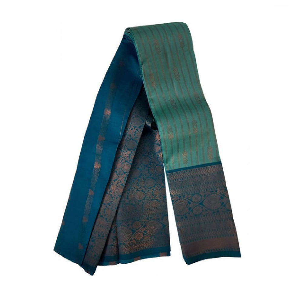 Generic Women's Soft Silk Wooven Saree With Unstitched Blouse 5.5Mtr (Dark Pista)