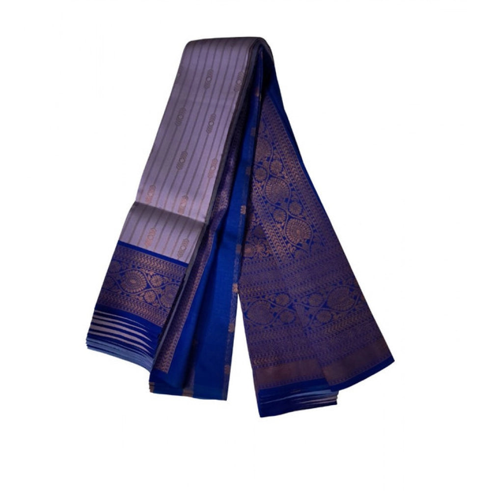 Generic Women's Soft Silk Wooven Saree With Unstitched Blouse 5.5Mtr (Dark Lavender)