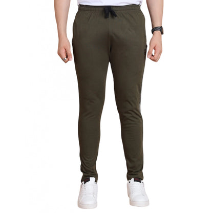 Generic Men's Casual Cotton Striped Full Length Track Pant (olive)