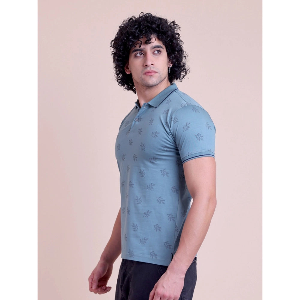 Generic Men's Casual Cotton Printed Half Sleeve Round Neck T-Shirt (Green)