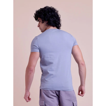 Generic Men's Casual Cotton Solid Half Sleeve Round Neck T-Shirt (Purple)
