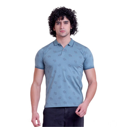 Generic Men's Casual Cotton Printed Half Sleeve Round Neck T-Shirt (Green)