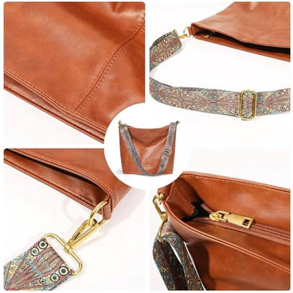 Generic Women's PU Leather Medium Sling bag Zipper Handbag (Brown)