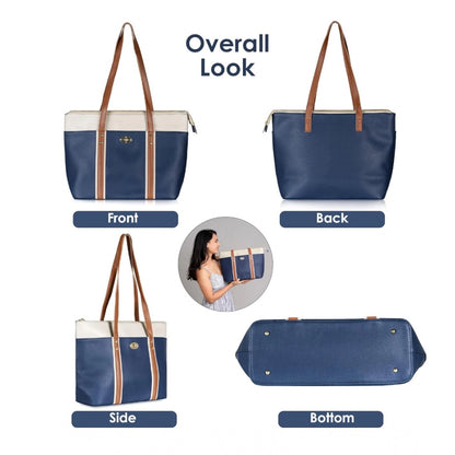 Generic Women's Faux Leather Large Shoulder Zipper Handbag (Dark Blue)