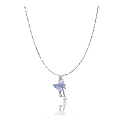 Generic Women's Stainless Steel Butterfly Dailywear Pendent Delicate Chain (Silver Plated)
