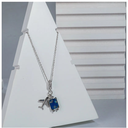 Generic Women's Stainless Steel Airplane Design Pendent Delicate Chain (Silver Plated)
