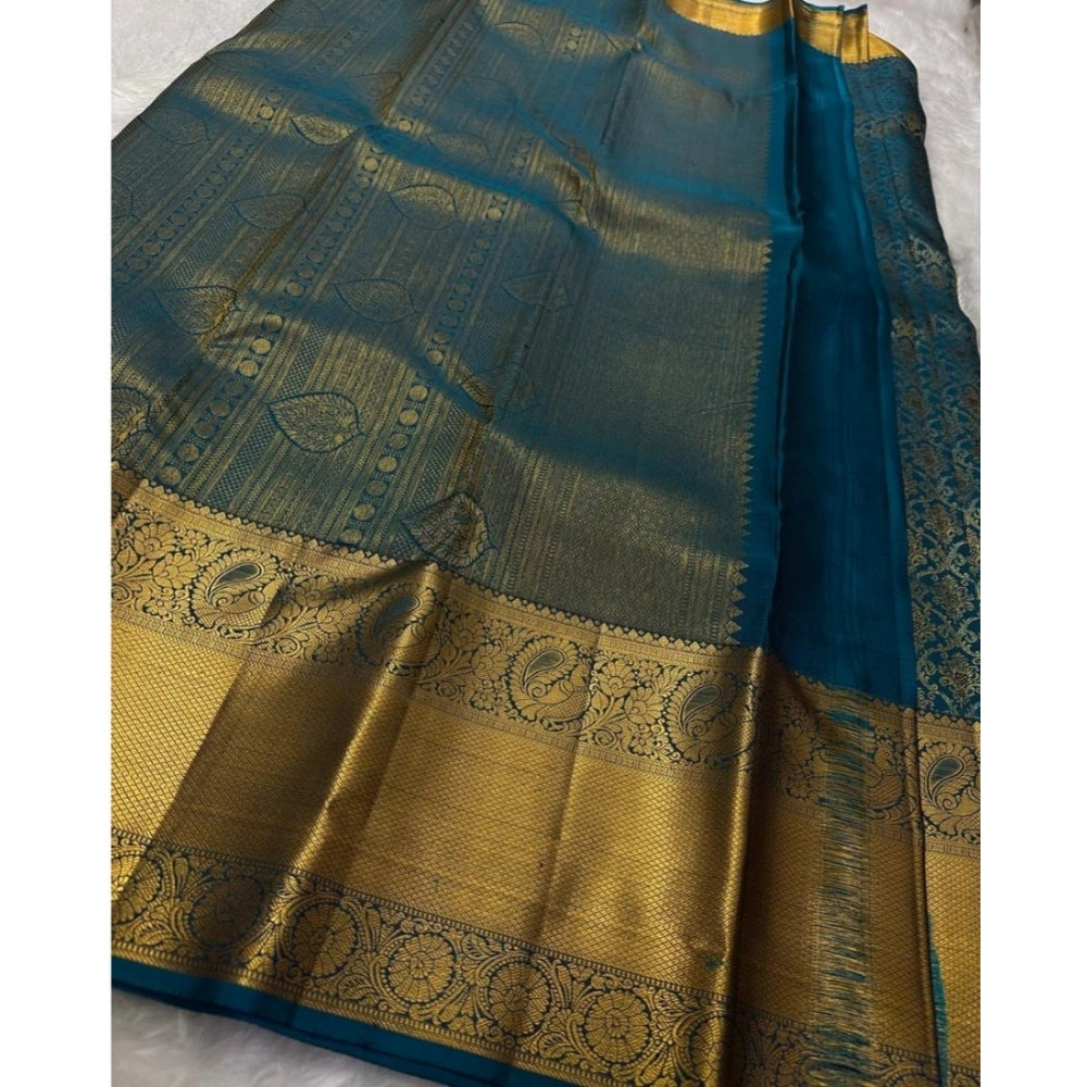 Generic Women's Silk Printed Saree With Unstitched Blouse 5.5Mtr (Rama)