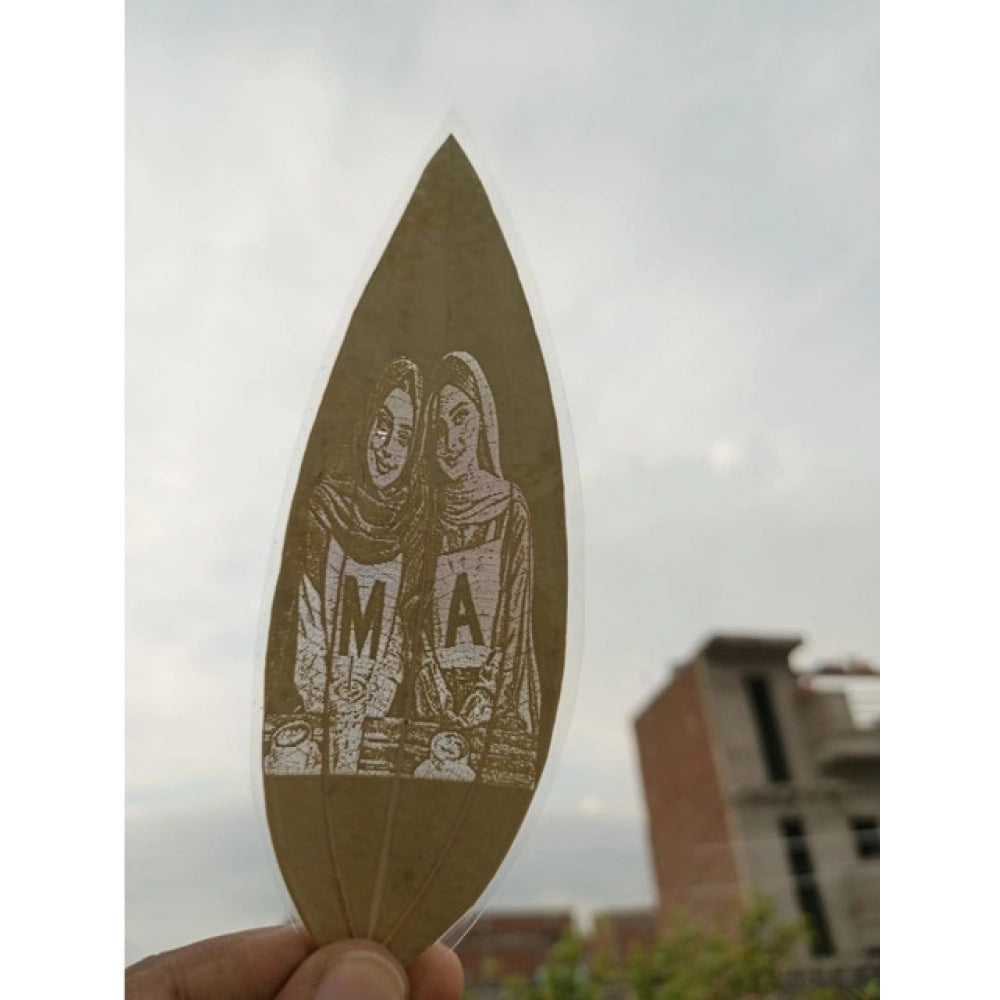 Generic Custom Friendship Portrait Engraved on Natural Leaf