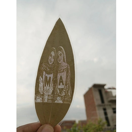 Generic Custom Friendship Portrait Engraved on Natural Leaf