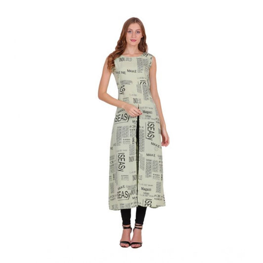 Generic Women's Casual Crepe Sleeveless Slit Dress (Light Green)