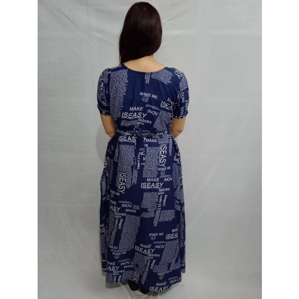 Generic Women's Casual Crepe Half Sleeves Dress (Blue)