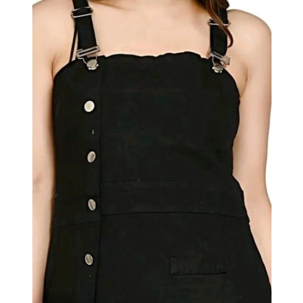 Generic Women's Casual Denim Sleeveless Dress (Black)