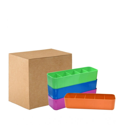 Generic Pack Of 2_Socks Organizer Tray – 4-Piece Set | Quick 5-Section Storage Trays for Drawer Organizing | Sorting Tray for Socks, Accessories And Closet Storage (Color: Assorted )