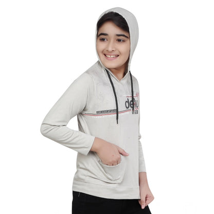 Generic Boy's Cotton Printeded Hooded Neck Hoodies (Grey )