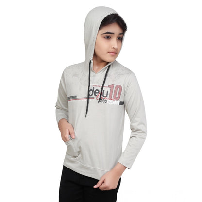 Generic Boy's Cotton Printeded Hooded Neck Hoodies (Grey )