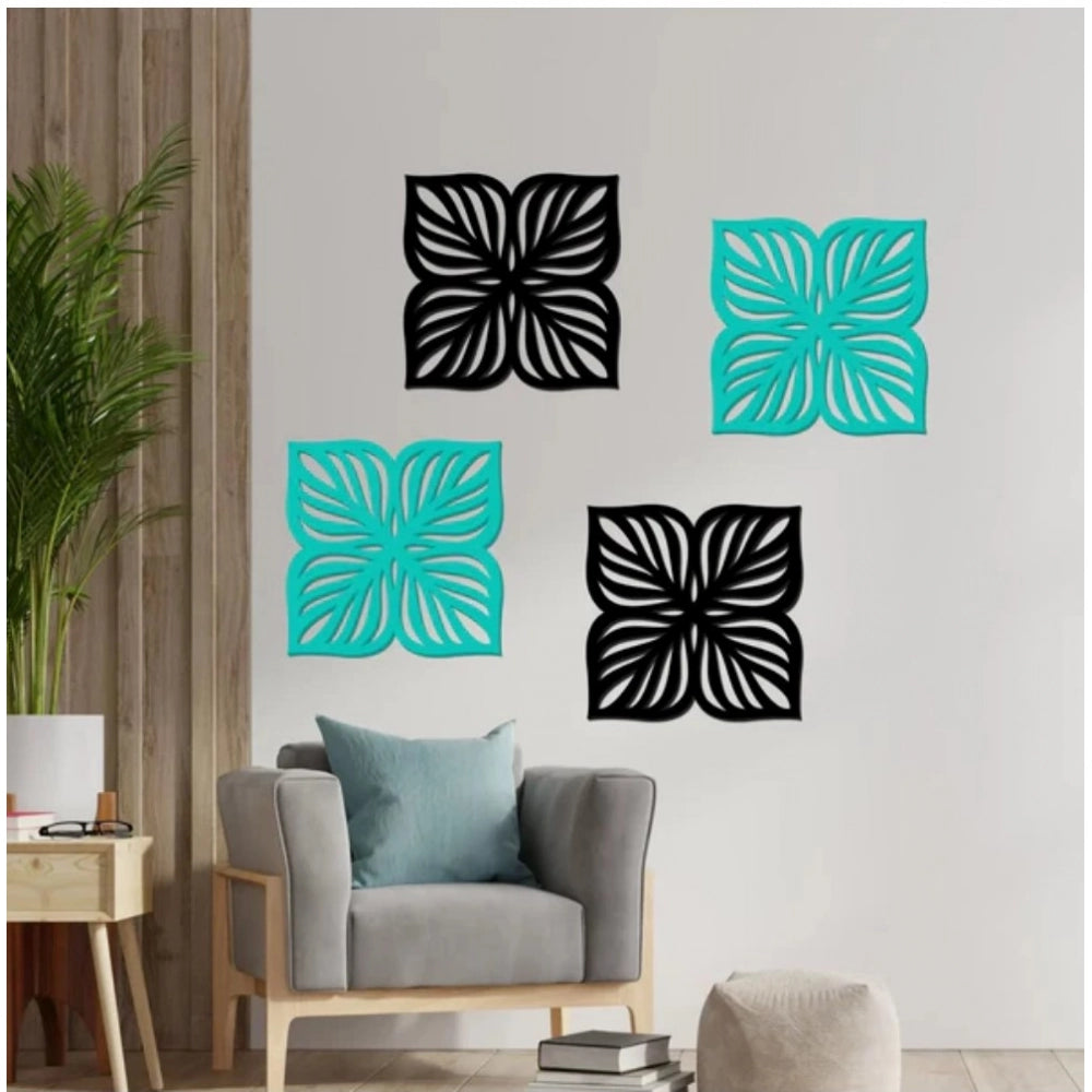 Generic Flowers Design Wooden Wall Decor – Set of 4 Pieces