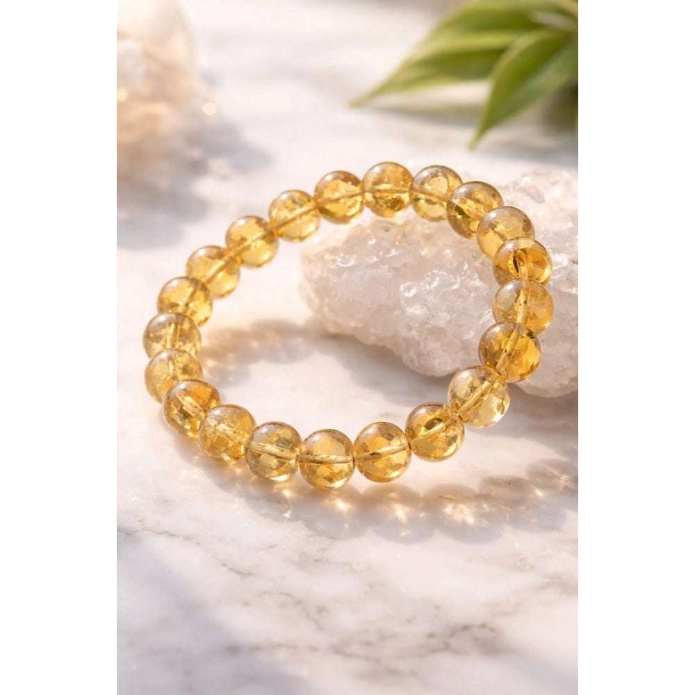Generic Natural Crystal 8mm Citrine Bracelet (Yellow)