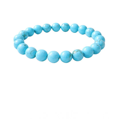 Generic Natural Crystal 8mm Turquoise Bracelet (Sky Blue)