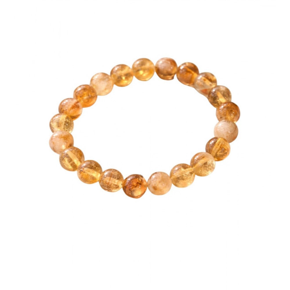 Generic Natural Crystal 8mm Citrine Bracelet (Musterd Yellow)