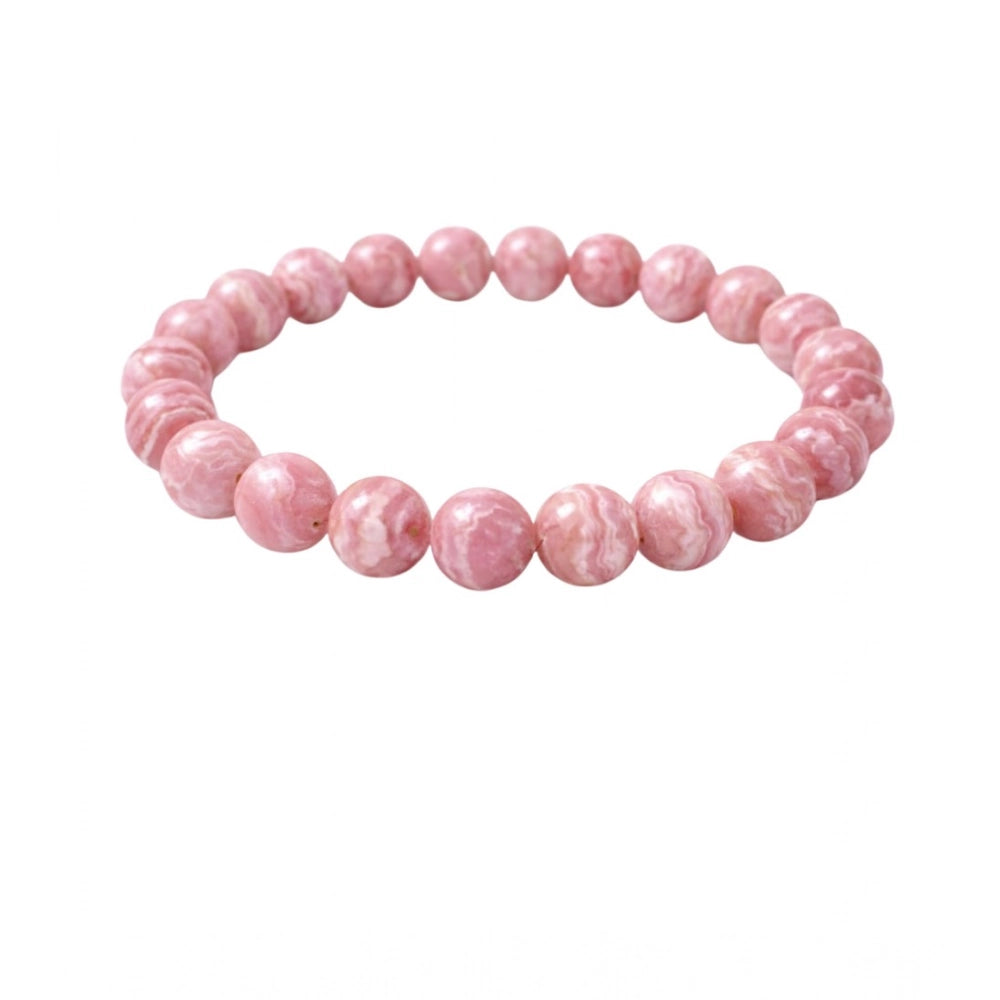 Generic Natural Crystal 8mm Rhodochrosite Bracelet (Pink)