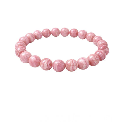 Generic Natural Crystal 8mm Rhodochrosite Bracelet (Pink)