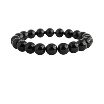 Generic Natural Crystal 8mm Black Obsidian Bracelet (Black)