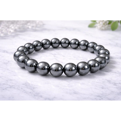 Generic Natural Crystal 8mm Hematite Bracelet (Grey)