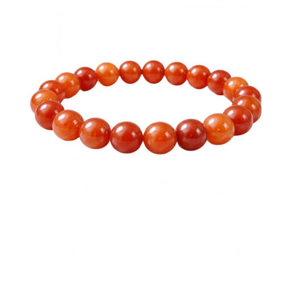 Generic Natural Crystal 8mm Carnelian Bracelet (Red)