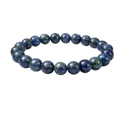 Generic Natural Crystal 8mm Azurite Bracelet  (Dark Green)