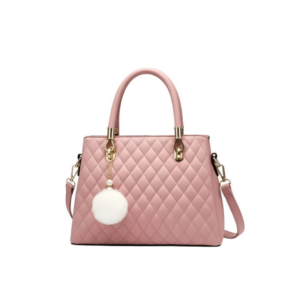 Generic Women's PU Leather Solid Shoulder Zipper Handbag (Pink)