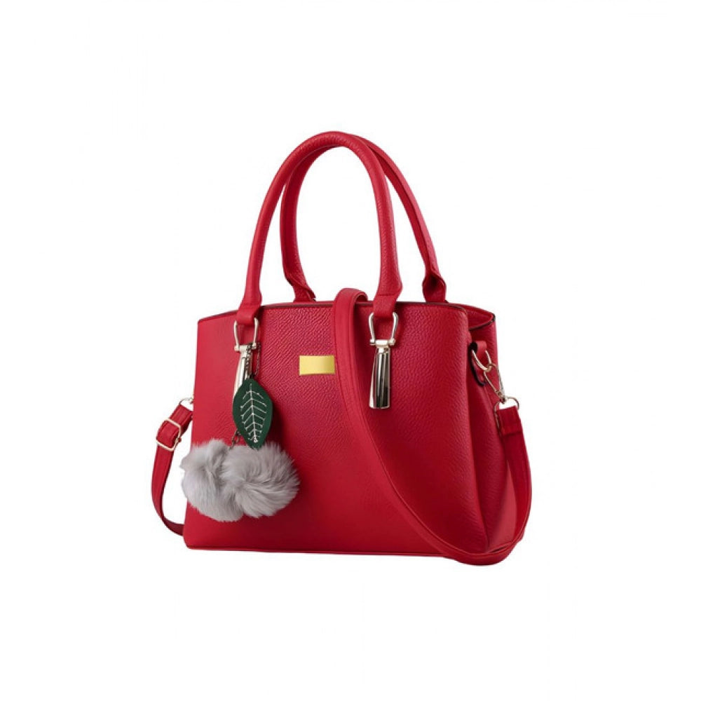 Generic Women's PU Leather Solid Shoulder Zipper Handbag (Red)