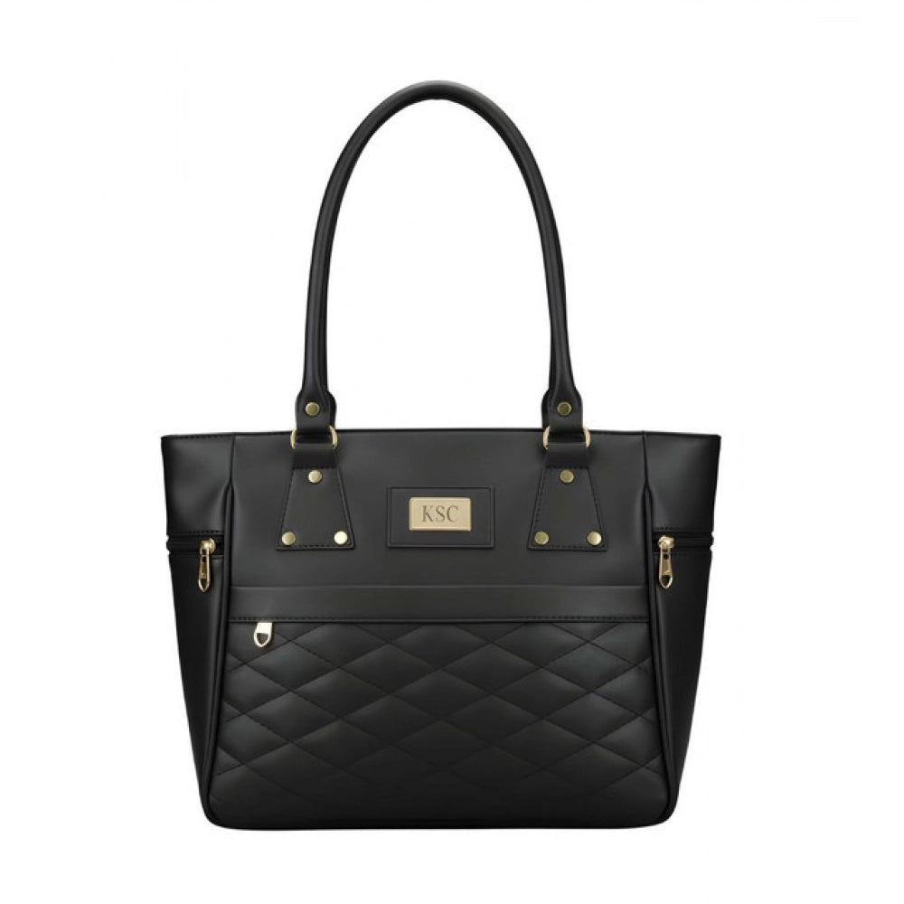 Generic Women's PU Leather Solid Shoulder Zipper Handbag (Black)