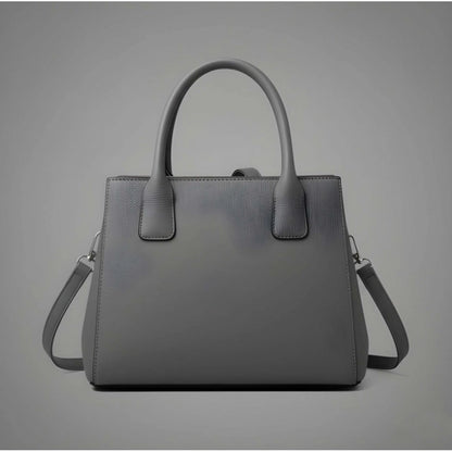 Generic Women's PU Leather Solid Shoulder Zipper Handbag (Grey)