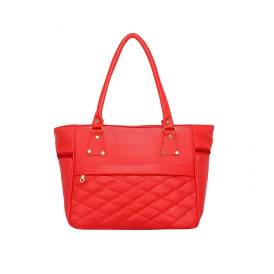 Generic Women's PU Leather Solid Shoulder Zipper Handbag (Red)