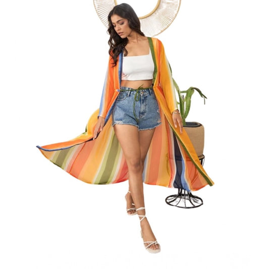 Generic Women's Polyester Crepe Printed Long Sleeves Shrug (Multicolor)