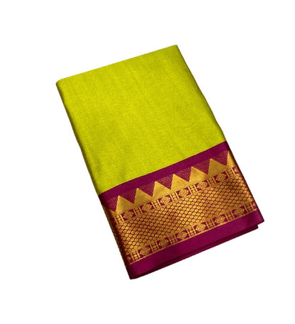 Generic Women's Cotton Silk Striped Saree With Unstitched Blouse - 5.5 Mtr (Light Green-Purple)